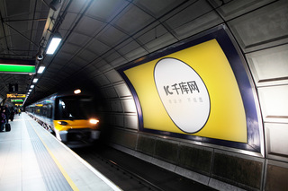 地铁站内广告牌样机模板广告牌黄色创意风格样机