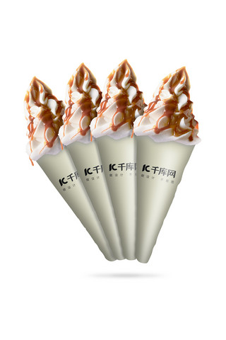 甜筒背景海报模板_冰淇淋素材设计模板甜筒白色简约样机