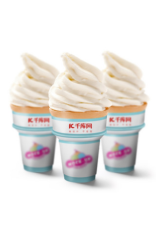 甜筒手绘海报模板_logo标签冰淇淋模板展示甜筒白色创意风格样机