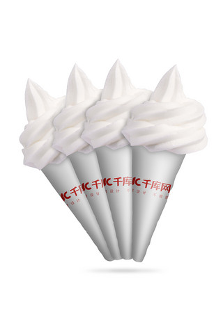 甜筒上的冰淇淋球海报模板_雪糕模板展示甜筒白色简约样机
