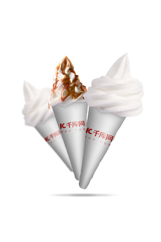 甜筒冰激凌海报模板_logo标签设计雪糕模板甜筒白色简约风格样机