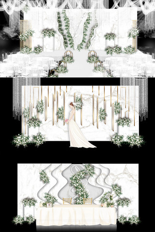 花卉效果图海报模板_唯美浪漫婚礼白色小清新装修效果图