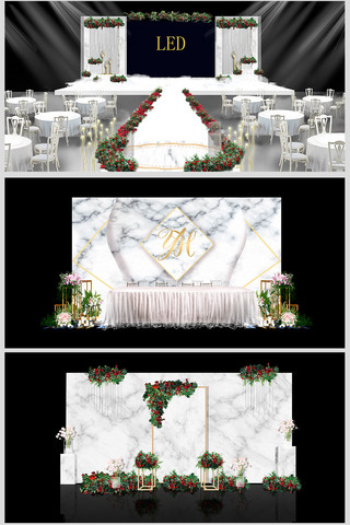 大理石背景墙唯美浪漫婚宴白色简约装修效果图