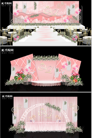 室外草地海报模板_浪漫婚礼装饰婚宴粉红色小清新装修效果图