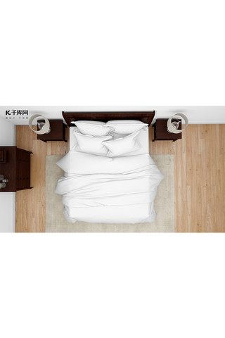 床展示海报模板_床上用品贴图模板展示棉被白色简约样机