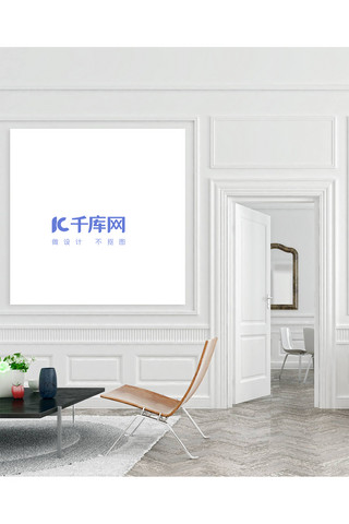 室内墙上模板展示大型画框米白色高挡样机