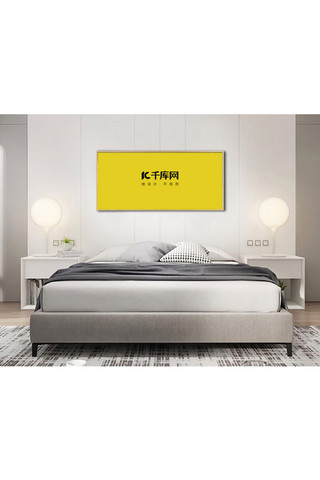床展示海报模板_卧室墙上模板画框设计白色墙时尚简约样机