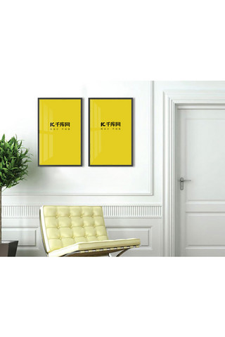 玻璃logo展示海报模板_装饰画背景画框展示白色墙创意样机