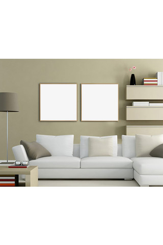 客厅墙上画框模板装饰效果灰色墙简洁样机