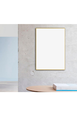 相框素材海报模板_客厅墙上画框模板素材装饰效果灰色墙简洁样机