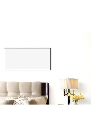 简约沙发场景海报模板_客厅墙上画框模板装饰白色墙简约样机