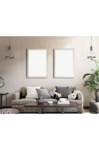 客厅墙上画框模板装饰效果图灰色墙简洁样机