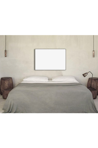 画框装饰海报模板_卧室墙上模板画框装饰灰色墙简洁样机