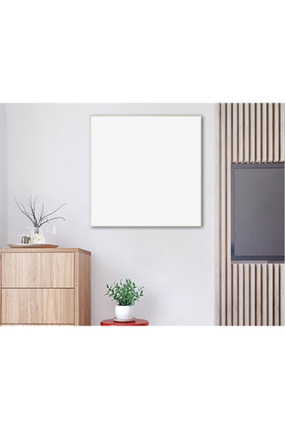 客厅设计装饰效果海报模板_室内客厅装饰效果展示模板灰色墙简洁风格样机