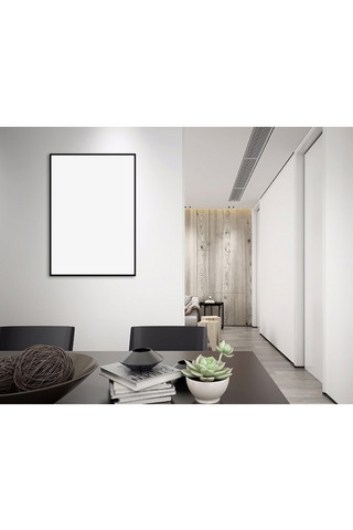 白色画框画框海报模板_客厅内装饰画画框模型设计素材模板白色背景墙创意样机