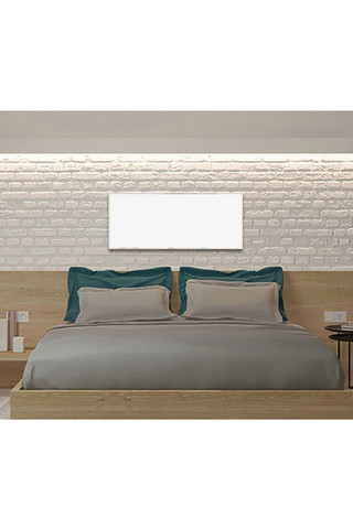 卧房墙上画框模板装饰效果展示灰色墙简洁样机
