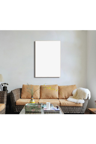 vi效果展示海报模板_室内客厅画框模板装饰效果展示灰色墙简洁样机