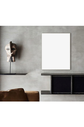 家居简约白色背景海报模板_客厅内装饰画画框模型模板素材设计白色背景墙创意样机