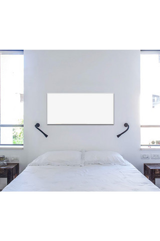 卧房墙上画框模板装饰效果灰色墙简约样机