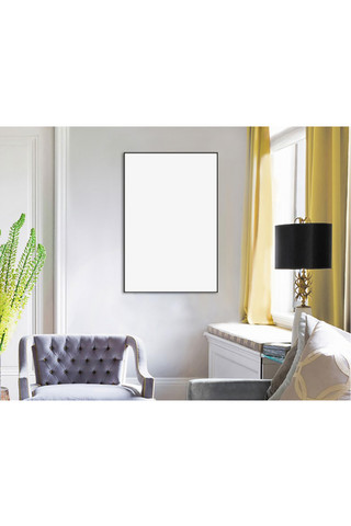 相框素材海报模板_客厅装饰画画框模型模板素材白色背景墙简洁风格样机
