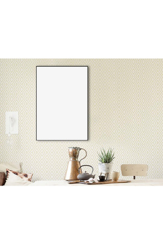 家居背景墙设计海报模板_餐厅内装饰画框模型模板白色背景墙简洁风格样机