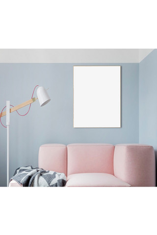简洁风格背景海报模板_客厅装饰模板画框模型展示白色简洁风格样机