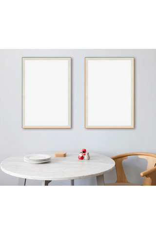 白色海报家居海报模板_餐厅装饰画画框模型模板白色背景墙创意样机