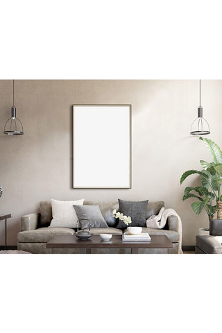 客厅装饰设计模板画框模型展示白色创意样机