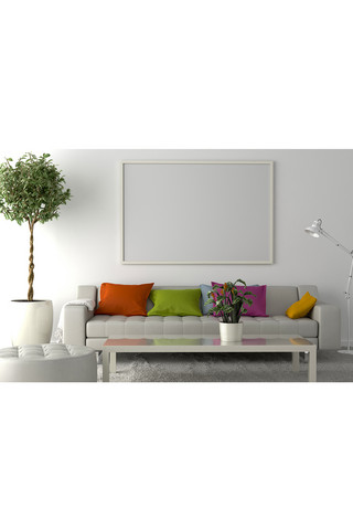 客厅装饰模板画框模型设计展示白色简约创意样机