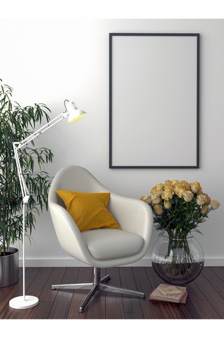 客厅内装饰模板画框模型展示白色创意风格样机