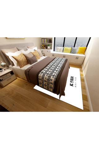 卧室内装饰设计模板地毯展示白色创意样机