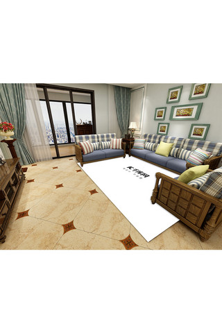 毯样机海报模板_客厅装饰设计模板地毯模型展示白色创意样机