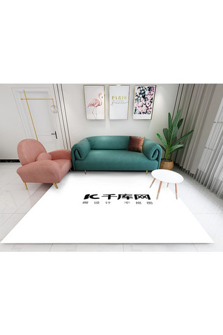 地毯上的母女海报模板_客厅内装饰设计素材模板地毯展示白色创意简约样机