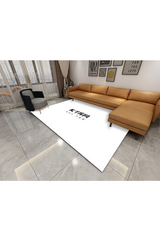 客厅风格海报模板_客厅内装饰模板地毯展示白色创意风格样机