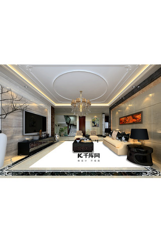 客厅内装饰模板地毯展示素材设计白色高捸样机