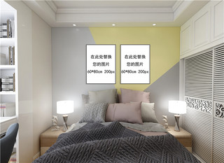 设计模型海报模板_室内画框模板设计模型展示白色墙壁简约风格样机