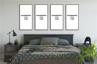 卧室内画框模板模型白色墙简约风格样机