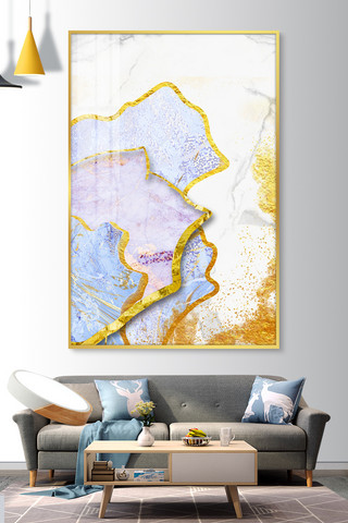 中晶海报模板_装饰画大理石、金箔金色现代中国风装修效果图