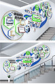 楼梯员工展示文化墙团队建设蓝色绿色实木现代文化墙