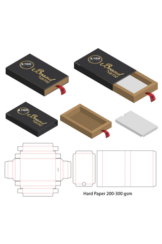 抽拉纸盒产品包装黑色简约样机