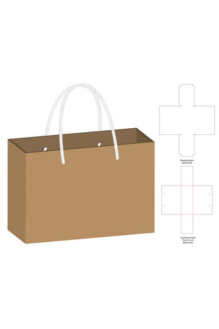 瓦楞纸包装袋模板展示咖啡色简约样机