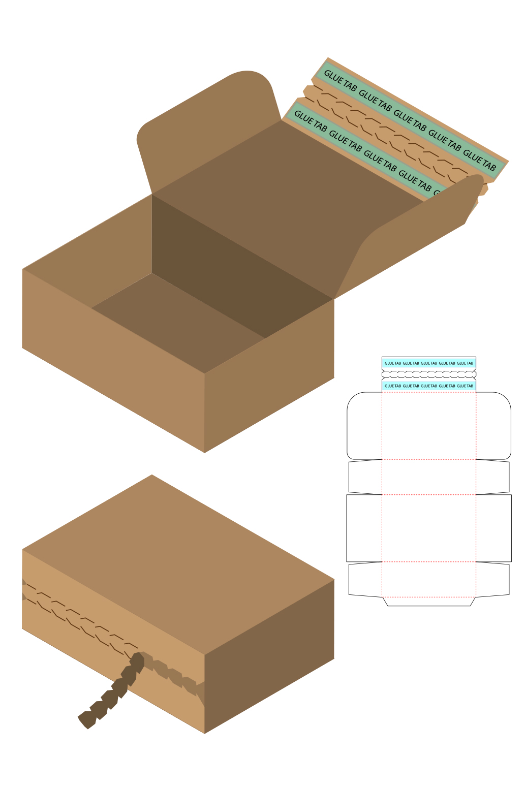 快递硬壳纸包装盒设计模板展示咖啡色简约样机图片