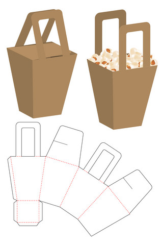 外卖设计海报模板_手提外卖小零食包装盒模板展示咖啡色简约样机