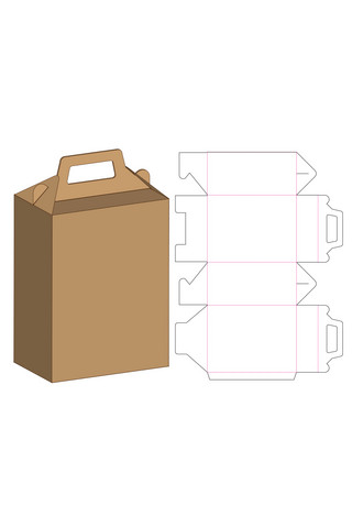 手提包装礼盒海报模板_手提硬壳纸包装盒模板展示咖啡色简约风格样机
