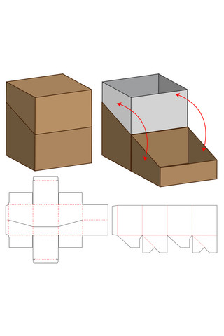 样机纸箱海报模板_连体盖储物盒模板展示咖啡色创意样机