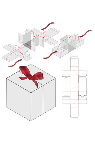 礼物包装盒设计模板展示白色简约样机