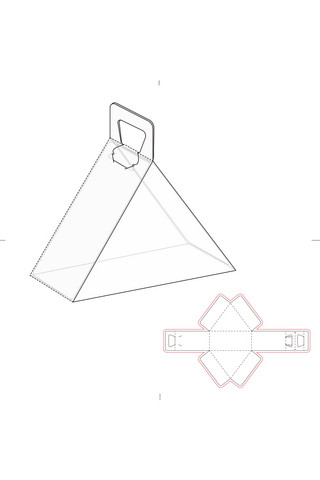 手提三角形包装盒设计模板展示白色简约样机