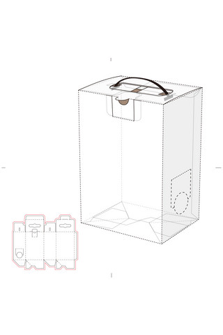 手提带子海报模板_手提饮料包装盒刀模图模板展示白色简约样机