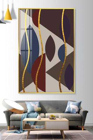 装饰画海报模板_几何抽象画单联咖啡色系抽象装饰画