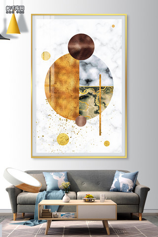 欧式纹理海报模板_单联大理石、金箔金色，巧克力色欧式简约晶瓷画